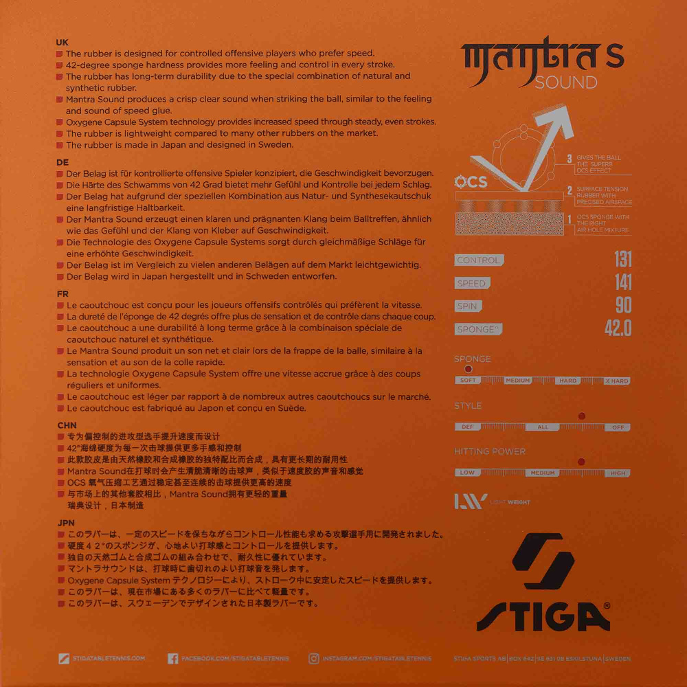 Mantra Sound Table Tennis Rubber | STIGA Sports